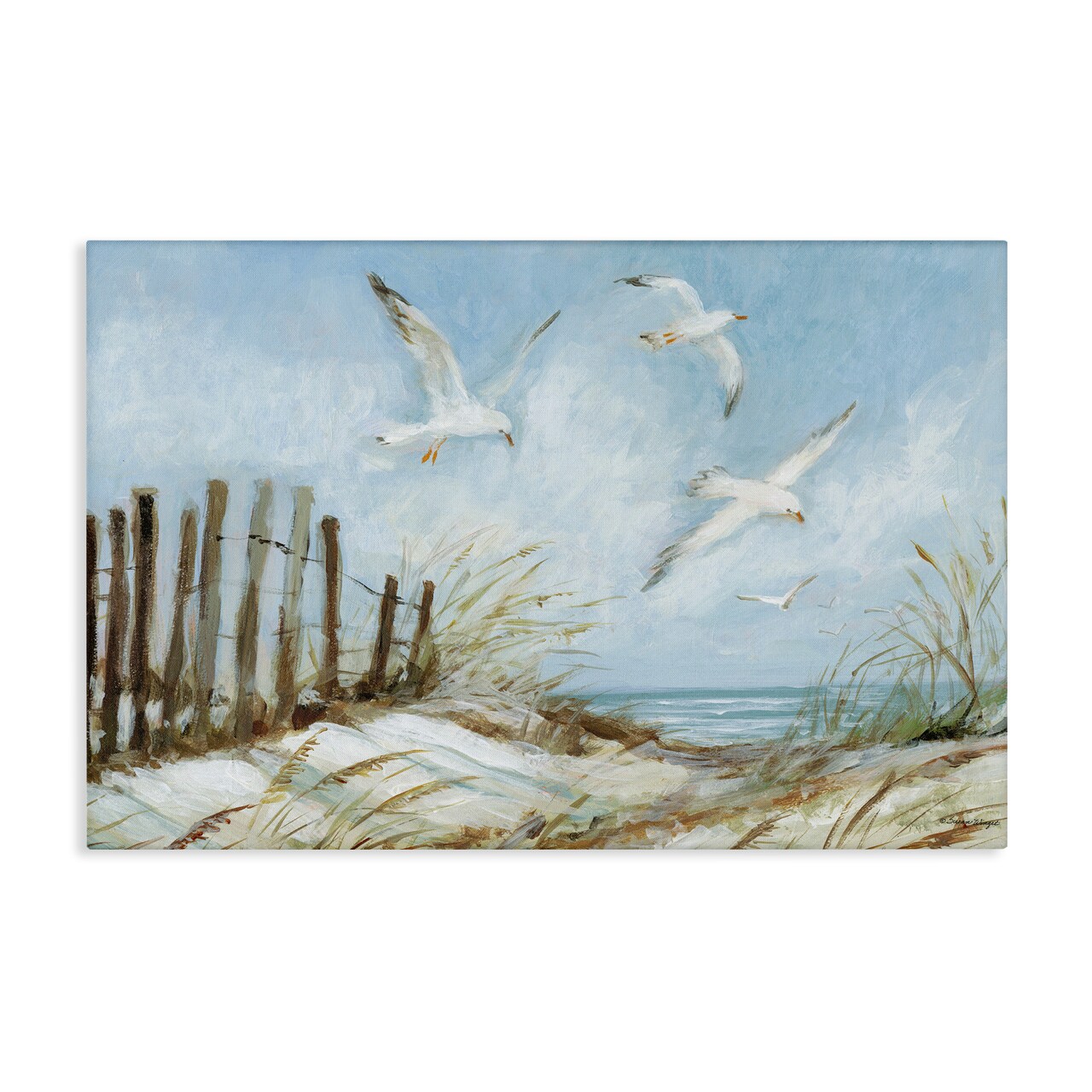 Stupell Industries Seagulls Over Beach Path Canvas By Susan Winget